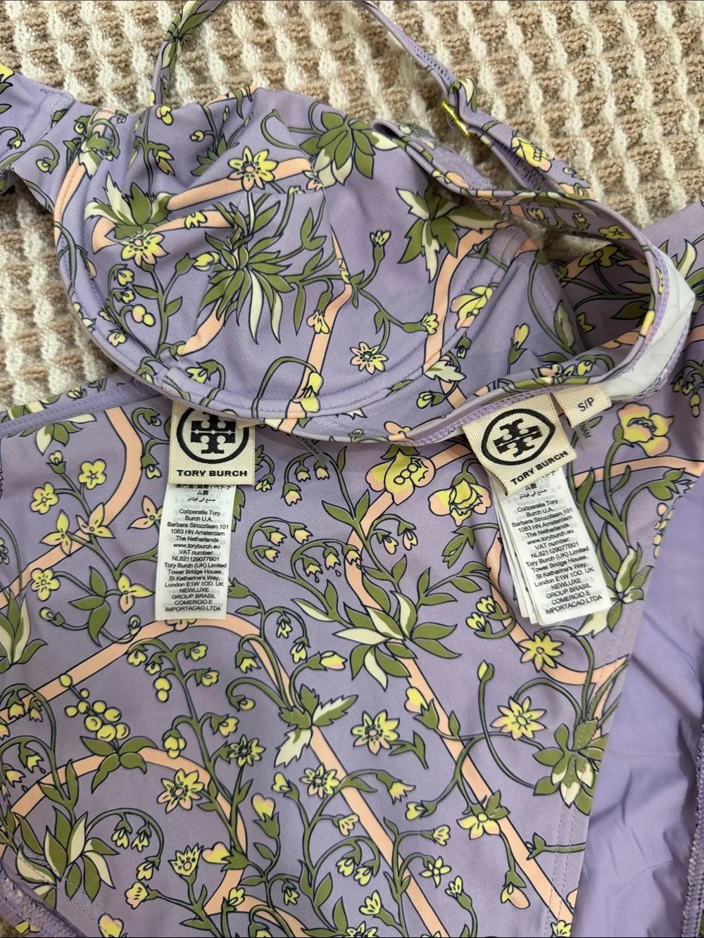 Tory Burch Lavender Floral Two-Piece High Waist Bikini